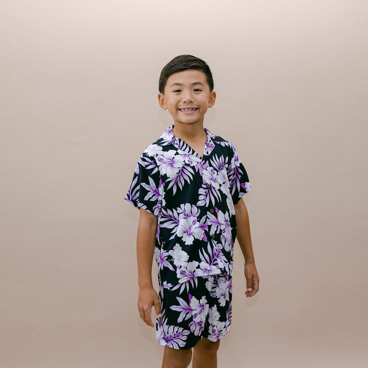 Bright Hibiscus Boy's Aloha Shirt and Shorts Set, Made in Hawaii