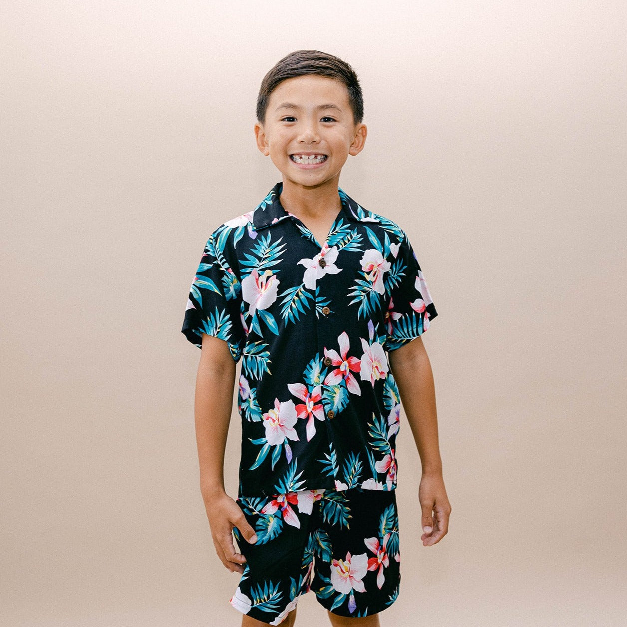 New Orchid Boy's Aloha Shirt and Shorts Set, Made in Hawaii