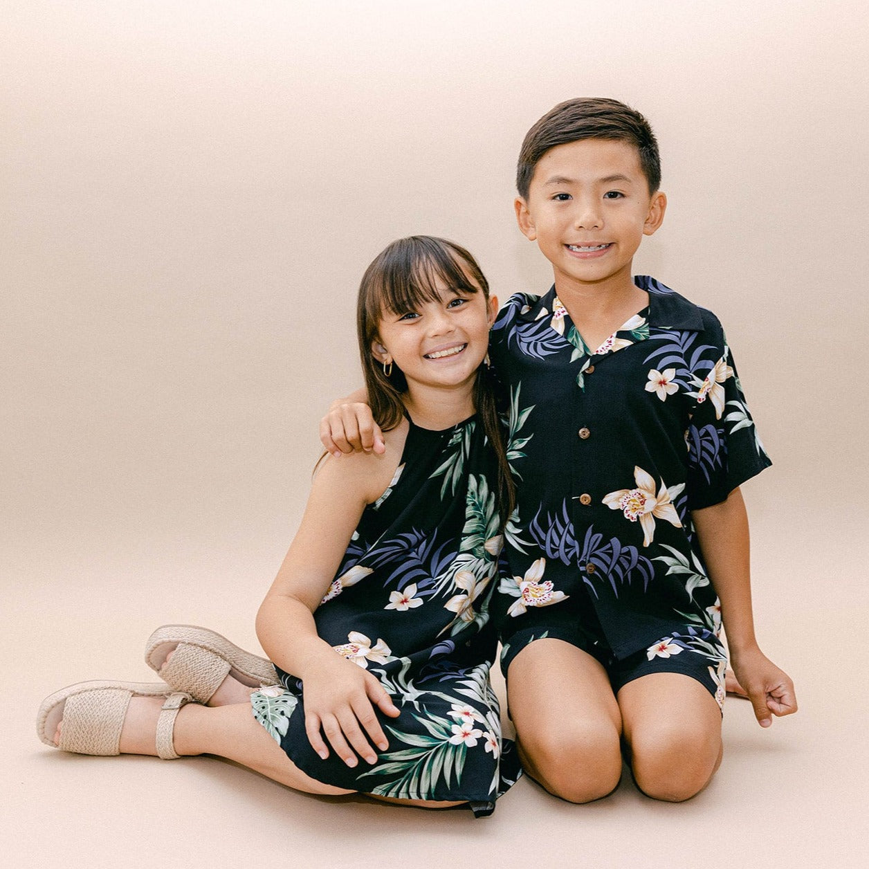 Bamboo Orchid Boy's Aloha Shirt and Shorts Set, Made in Hawaii