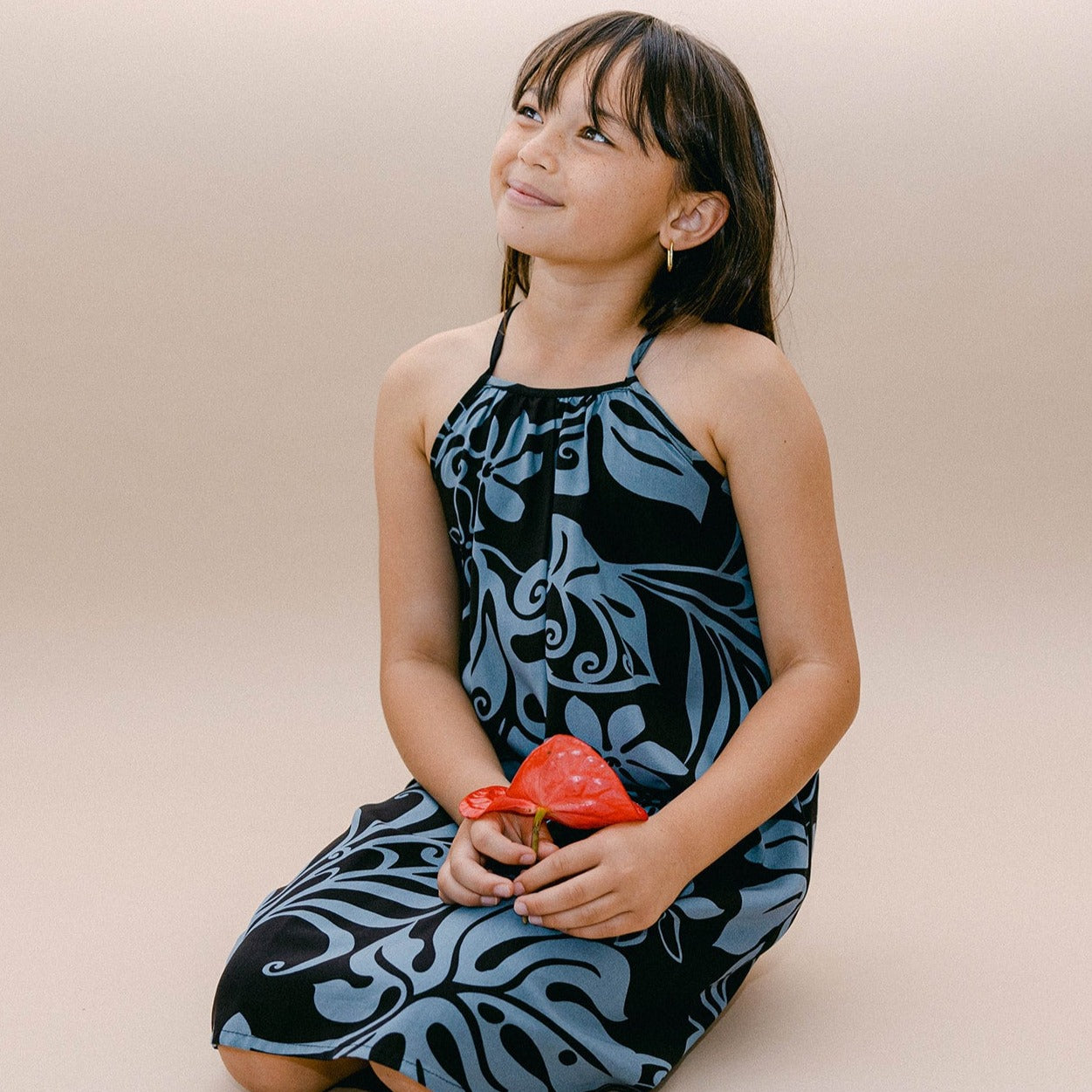 Monstera Abstract Girl's Halter Dress, Made in Hawaii – Ninth Isle