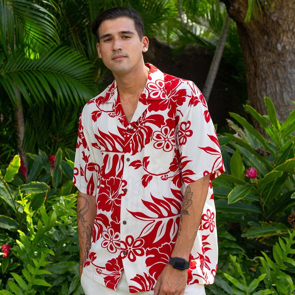 Big Hibiscus Men's Aloha Shirt, Made in Hawaii - Ninth Isle, Made with Aloha
