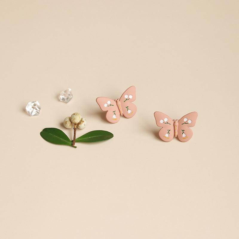Butterflies Stud Earrings - Handmade Paint Art Butterfly Earrings - Ninth Isle, Made with Aloha