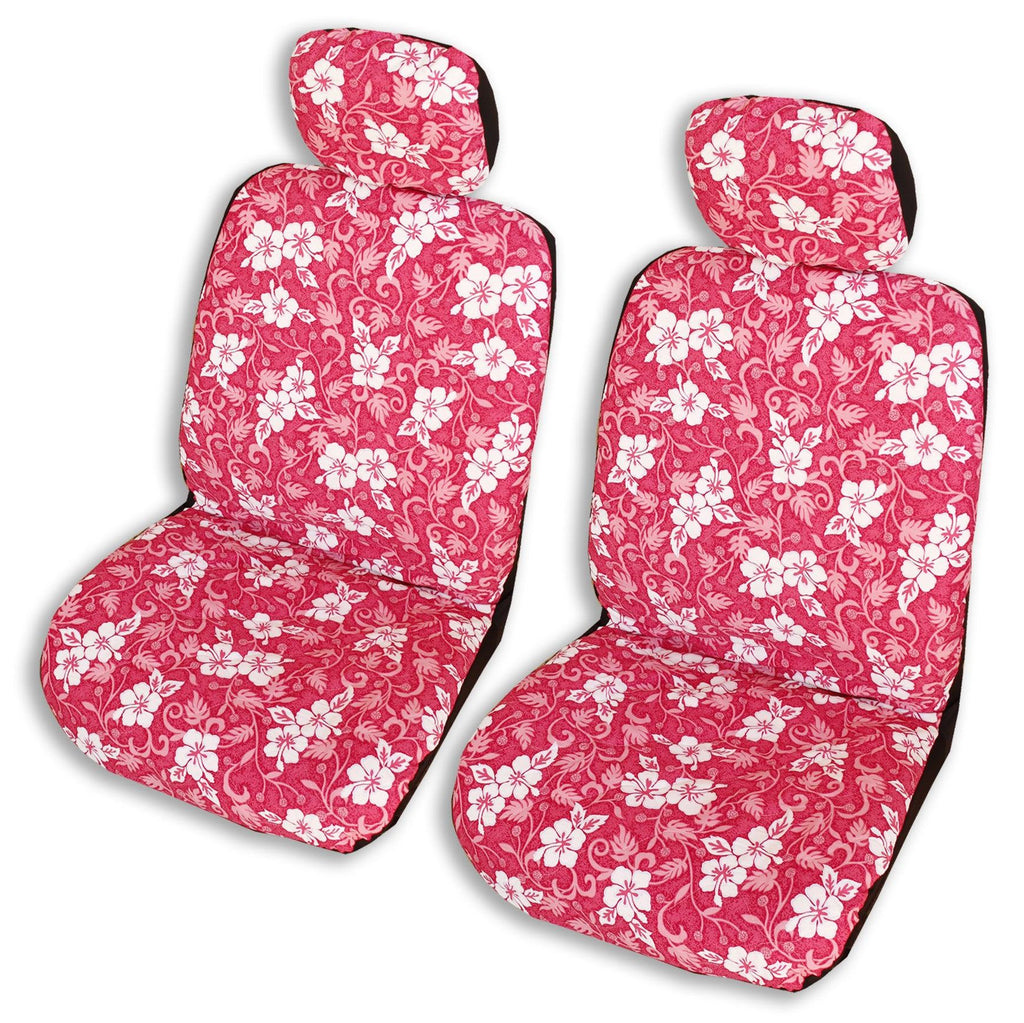 Made in Hawaii, Pink Ulu Fruit Hawaiian Separate Headrest Car Seat Cover - Set of 2 - Ninth Isle, Made with Aloha