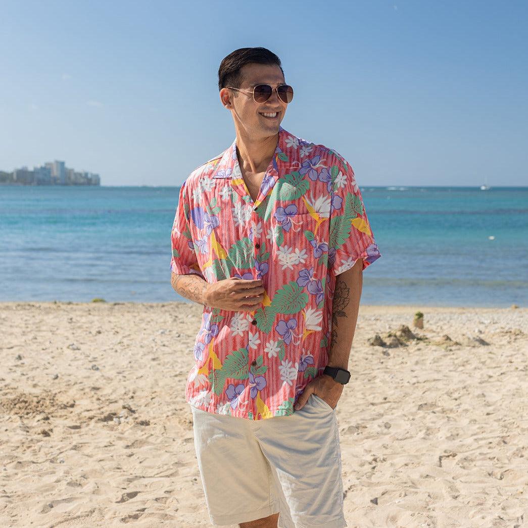 New Bird of Paradise Men's Aloha Shirt, Made in Hawaii Pink / 5XL New Bird of Paradise Men's Aloha Shirt, Made in Hawaii Pink / 5XL