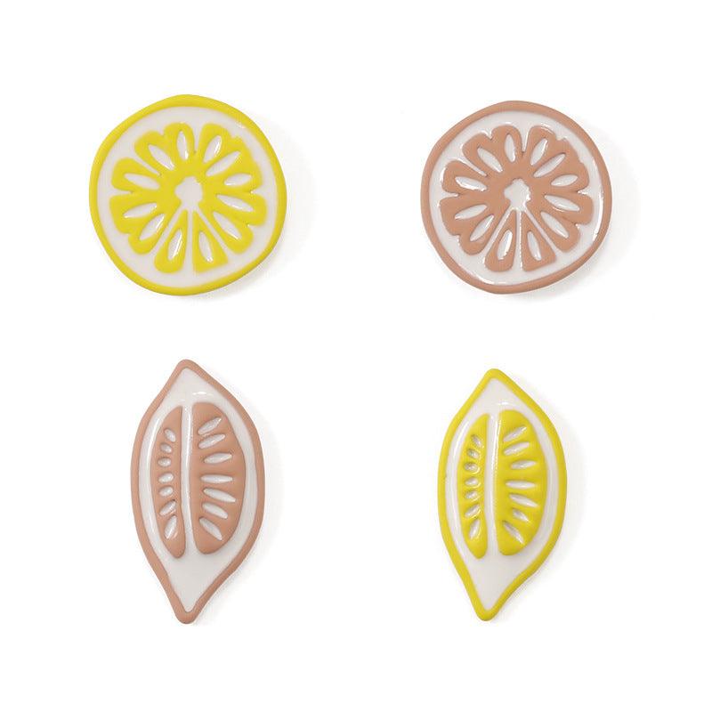 Paint Fruit Stud Earrings - Handmade Cartoon Lemon Lime Grapefruit Cute Earrings - Ninth Isle, Made with Aloha