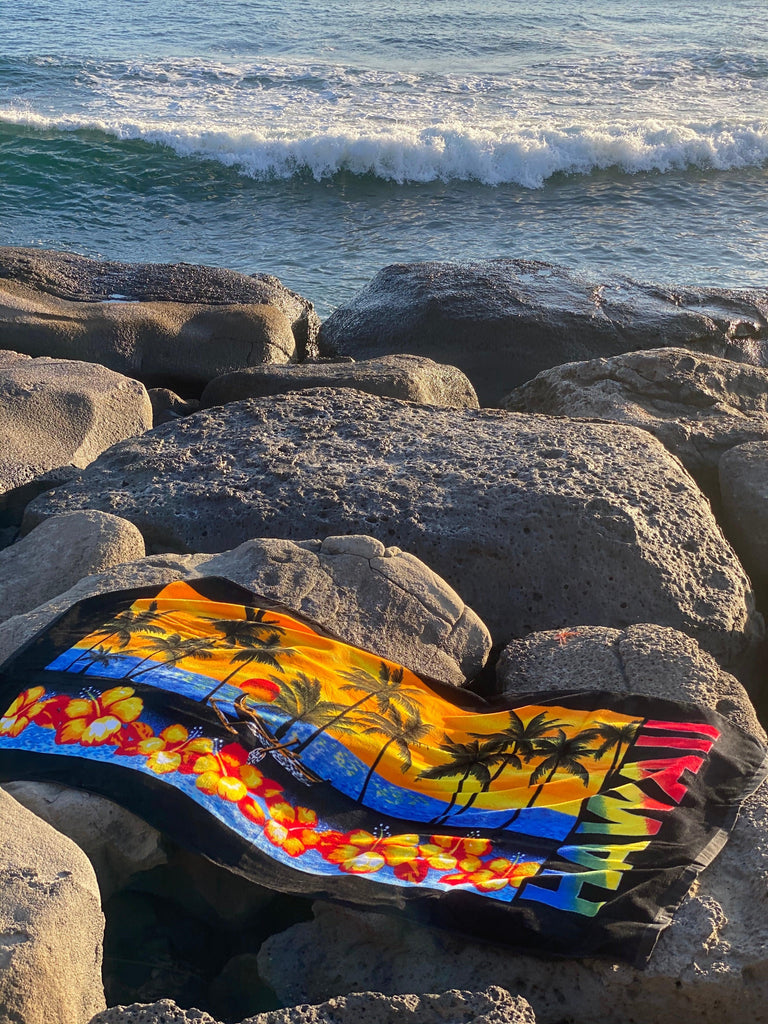 Sunset Hawaii Beach Towel, 2 Sizes - Ninth Isle, Made with Aloha