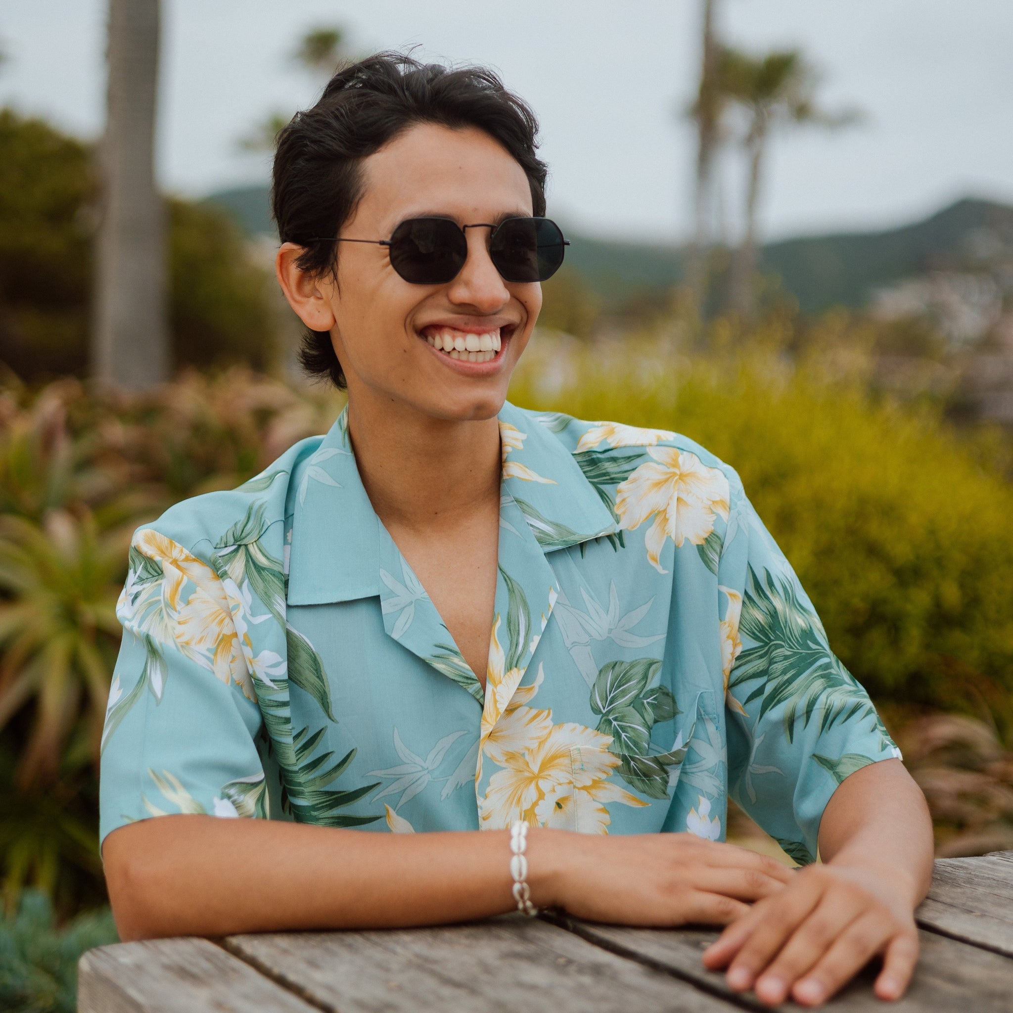 AJIRO BAMBOO HAWAIIAN SHIRT AJIRO BAMBOO L/S HAWAIIAN SHIRT【KHAKI