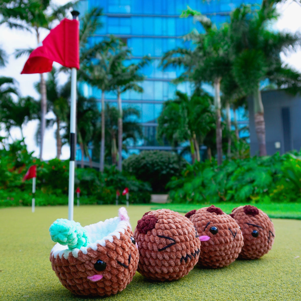 Coconut Set of 4 Crochet Plushies - Ninth Isle Ohana, Made in Hawaii