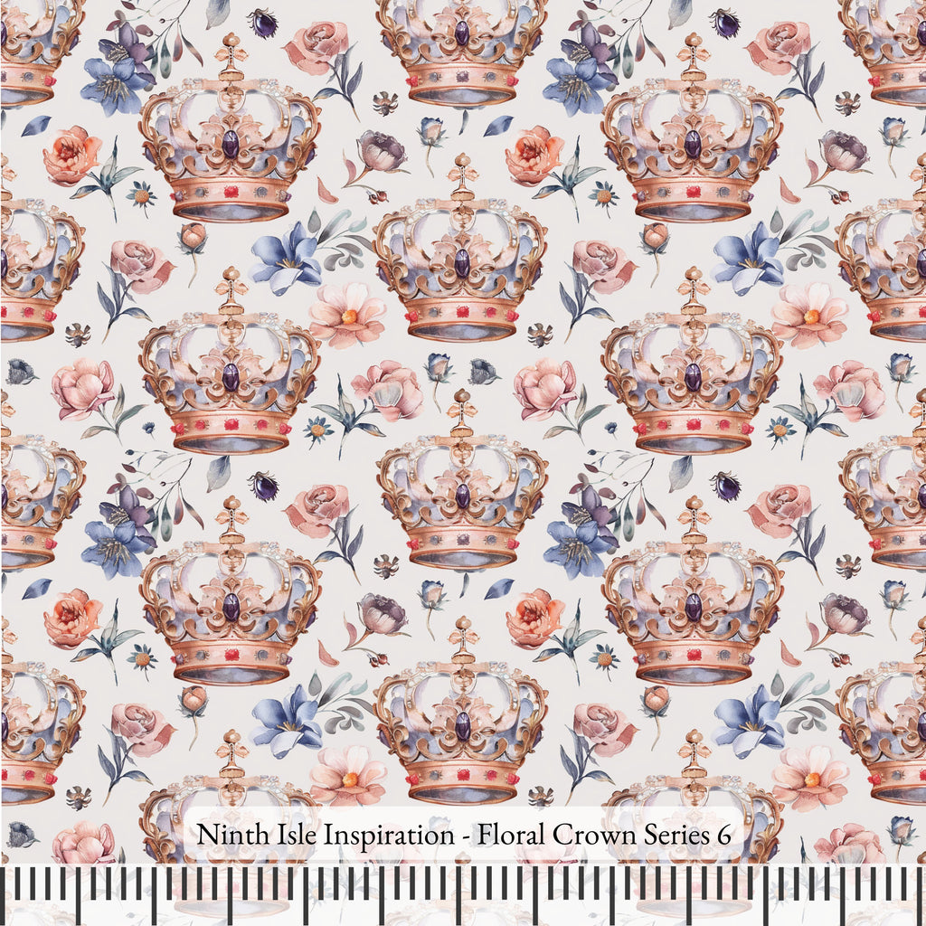 Floral Crown Rayon Fabric by the Yard - NinthIsle Inspiration Exclusive Elegant Art Bulk Order Available