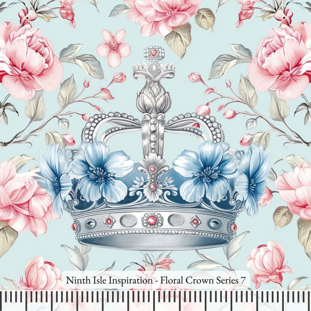 Floral Crown Rayon Fabric by the Yard - NinthIsle Inspiration Exclusive Elegant Art Bulk Order Available