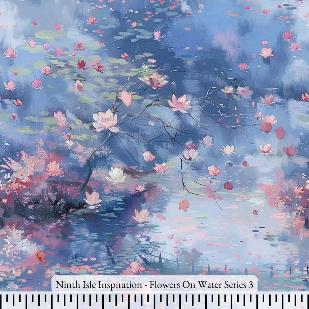 Flowers On Water Rayon Fabric by Yards
