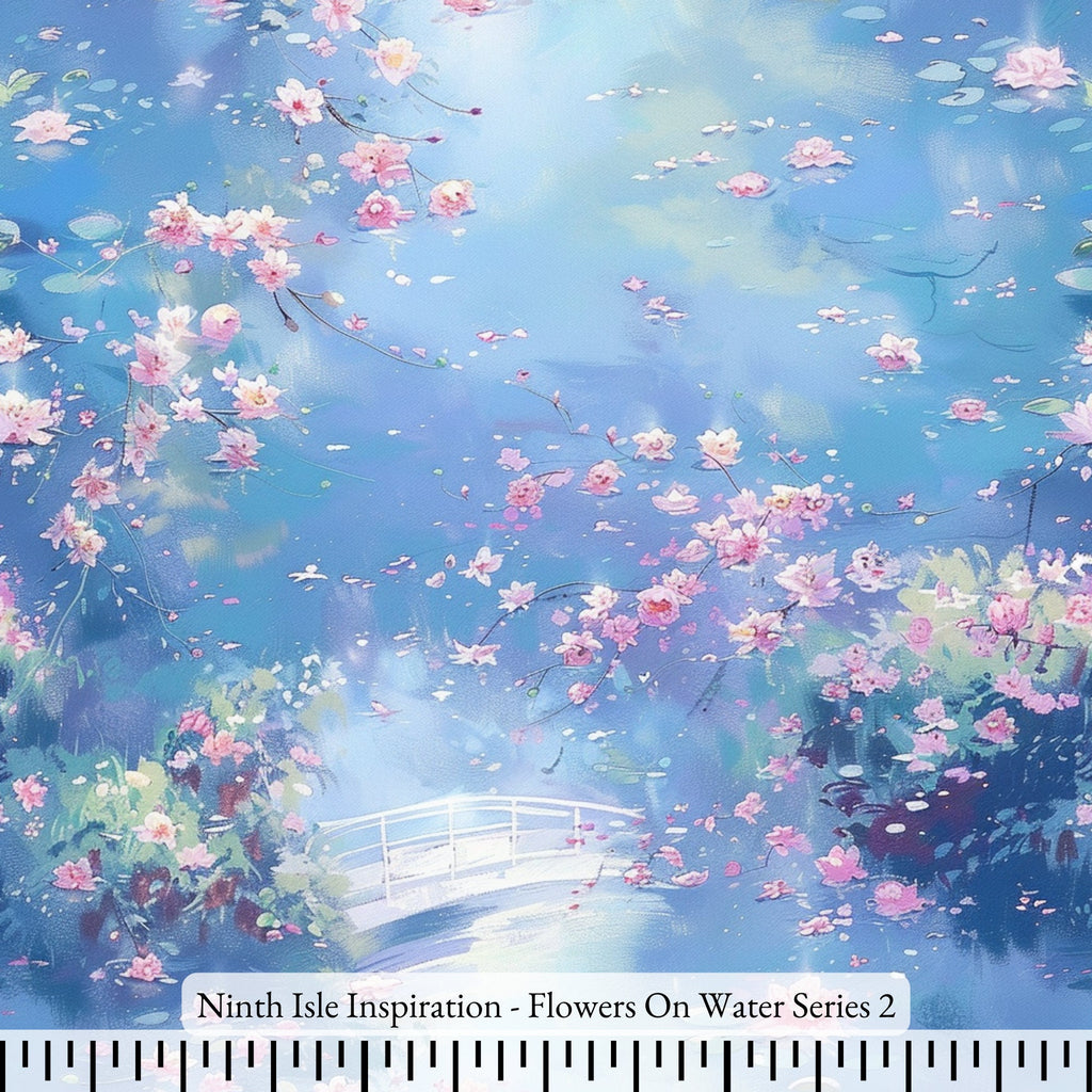 Flowers On Water Rayon Fabric by the Yard