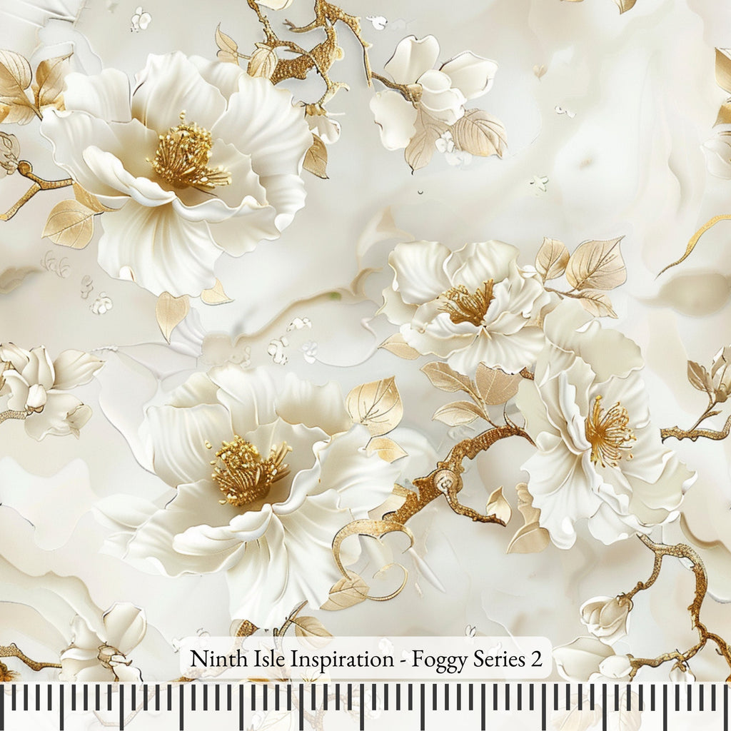 Foggy Rayon Fabric by the Yard - NinthIsle Inspiration Exclusive Elegant Art Bulk Order Available