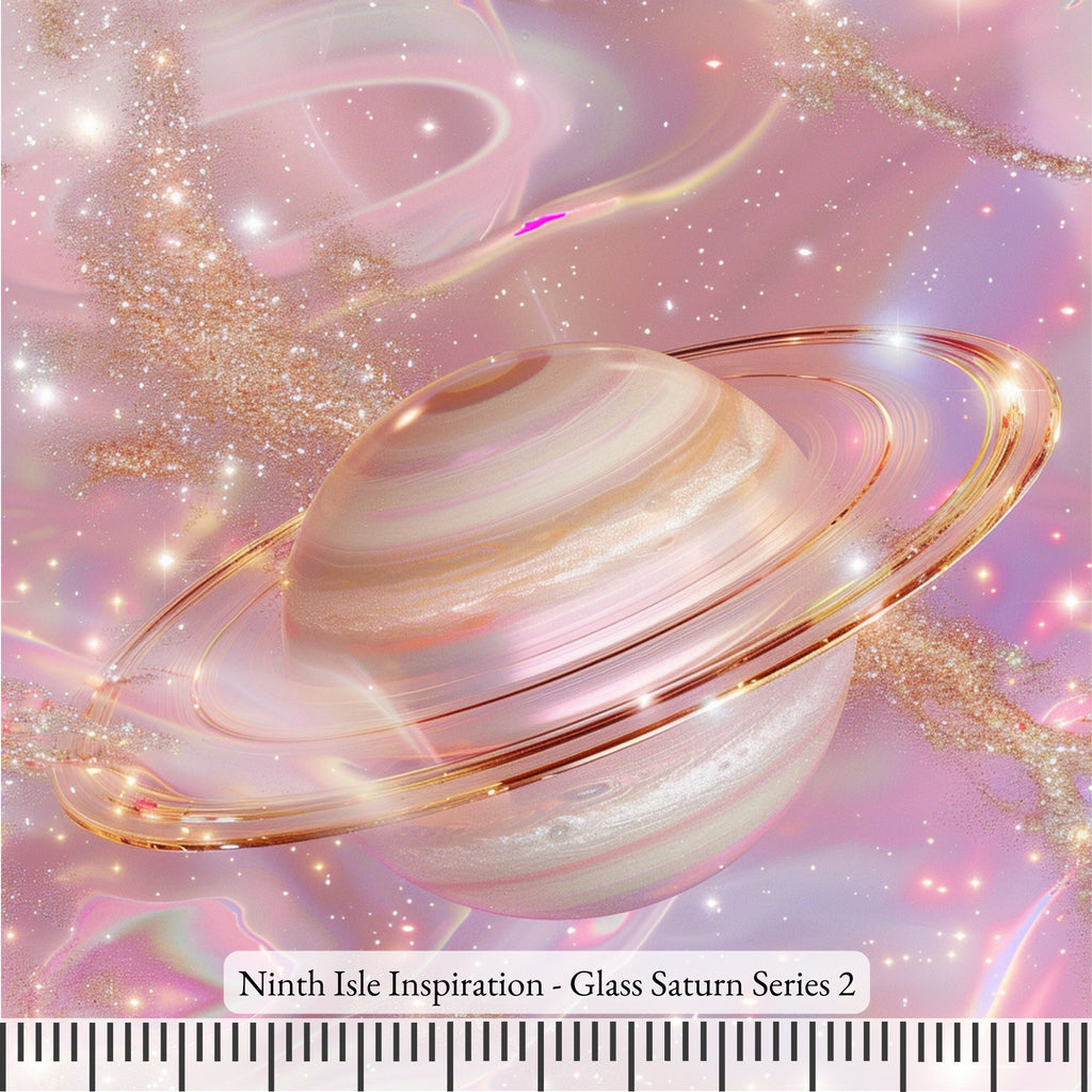 Glass Saturn Rayon Fabric by the Yard - NinthIsle Inspiration Exclusive Elegant Art Bulk Order Available
