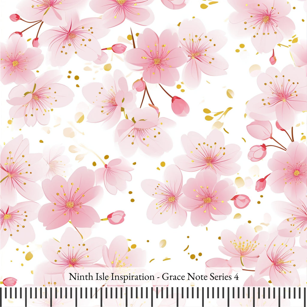 Grace Note Rayon Fabric by the Yard - NinthIsle Inspiration Exclusive Elegant Art Bulk Order Available