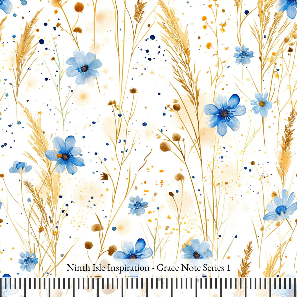 Grace Note Rayon Fabric by the Yard - NinthIsle Inspiration Exclusive Elegant Art Bulk Order Available