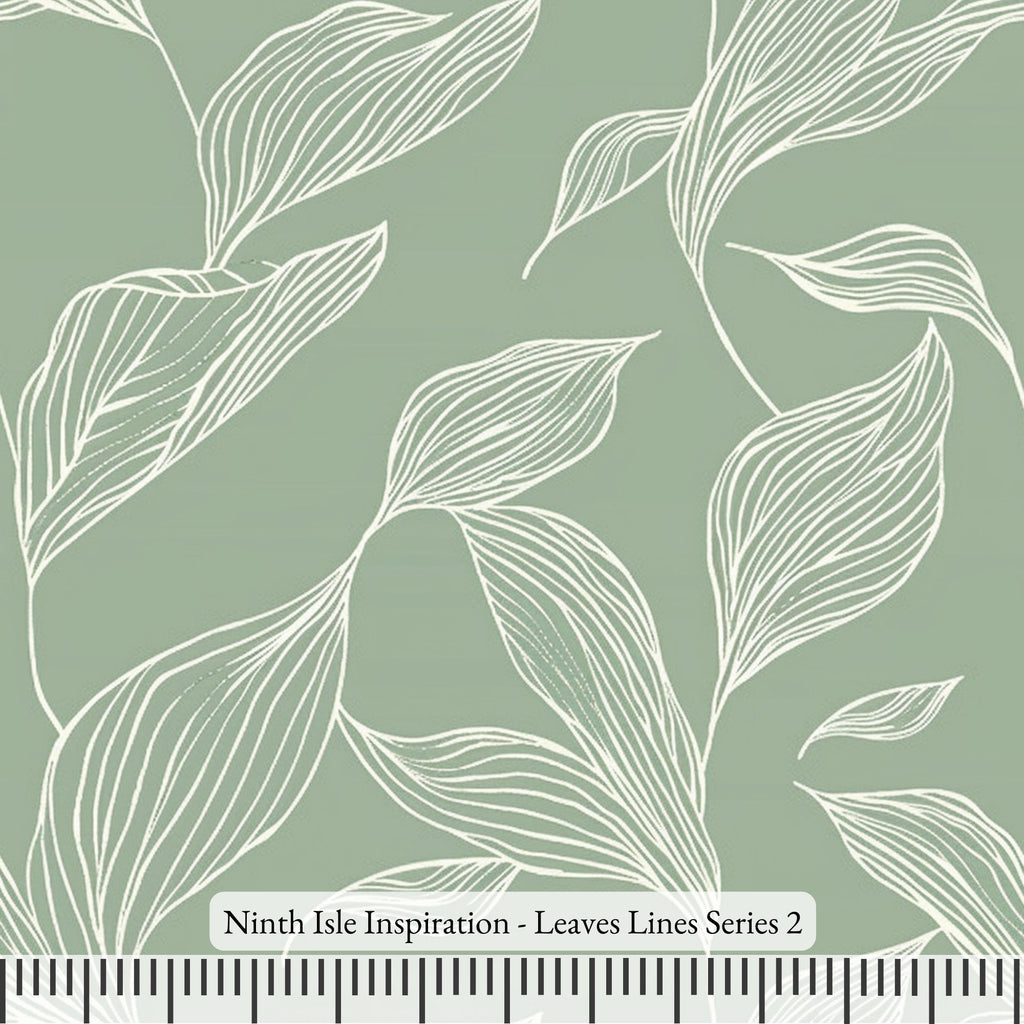NIInspiration Print in HI, Leaves Lines Rayon Fabric by the Yard - Bulk & Wholesale Available