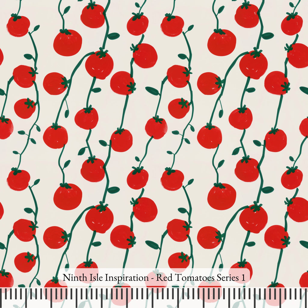 NIInspiration Print in HI by demand, Red Tomatoes Rayon Fabric by the Yard - Bulk & Wholesale Available