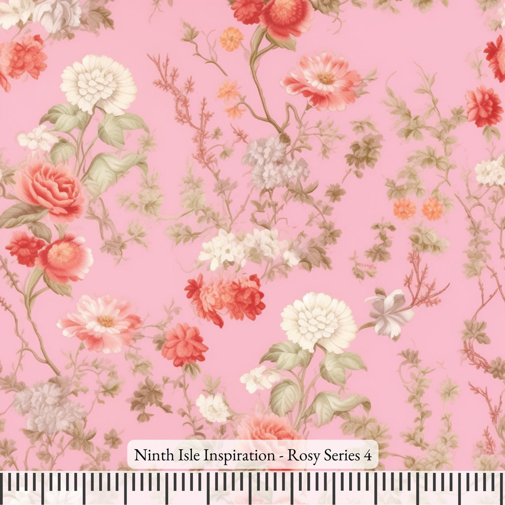 NIInspiration Print in HI, Rosy Rayon Fabric by the Yard - Bulk & Wholesale Available