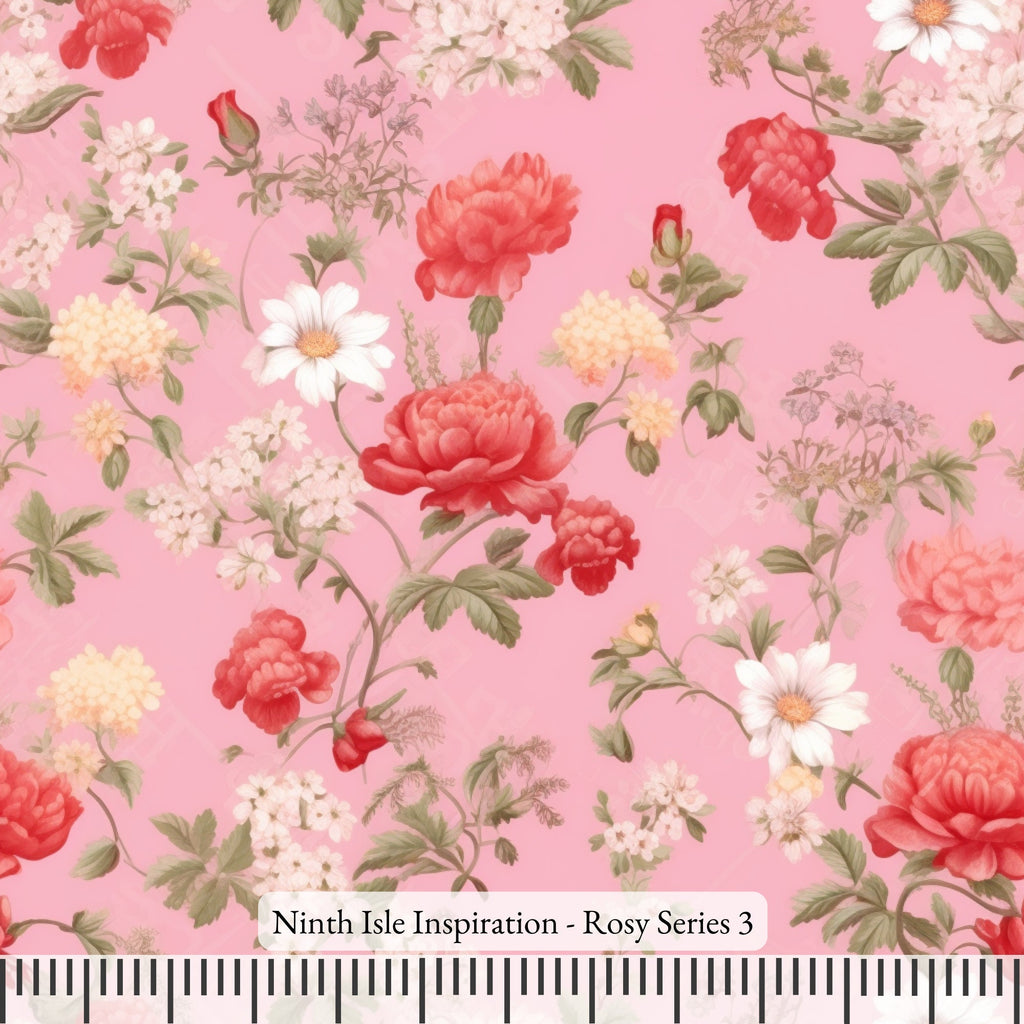 NIInspiration Print in HI, Rosy Rayon Fabric by the Yard - Bulk & Wholesale Available