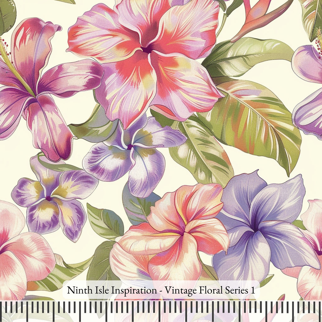 Vintage Floral Rayon Fabric by the Yard