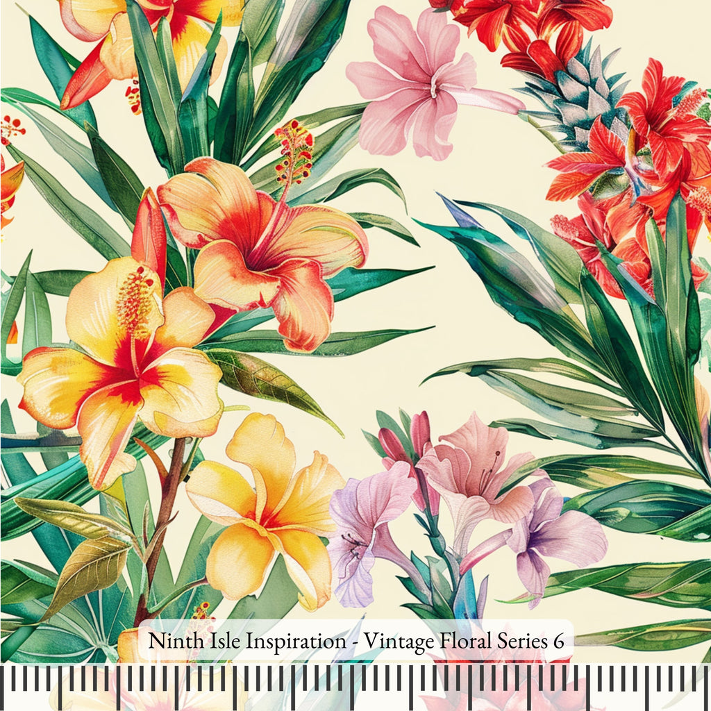 Vintage Floral Rayon Fabric by the Yard