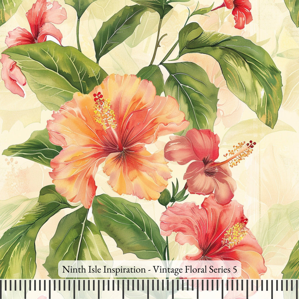 Vintage Floral Rayon Fabric by the Yard