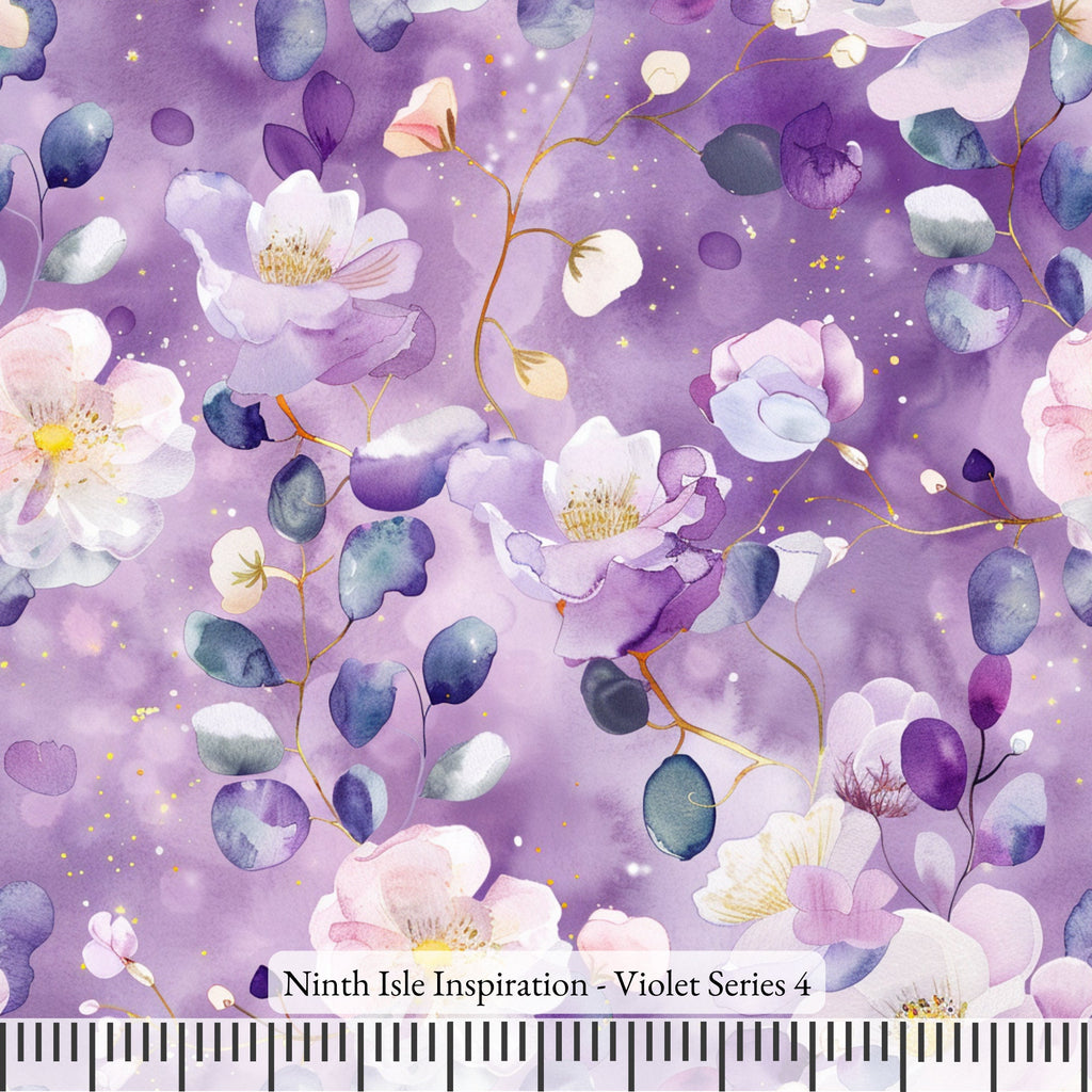 NIInspiration Print in HI by demand, Violet Rayon Fabric by the Yard - Bulk & Wholesale Available