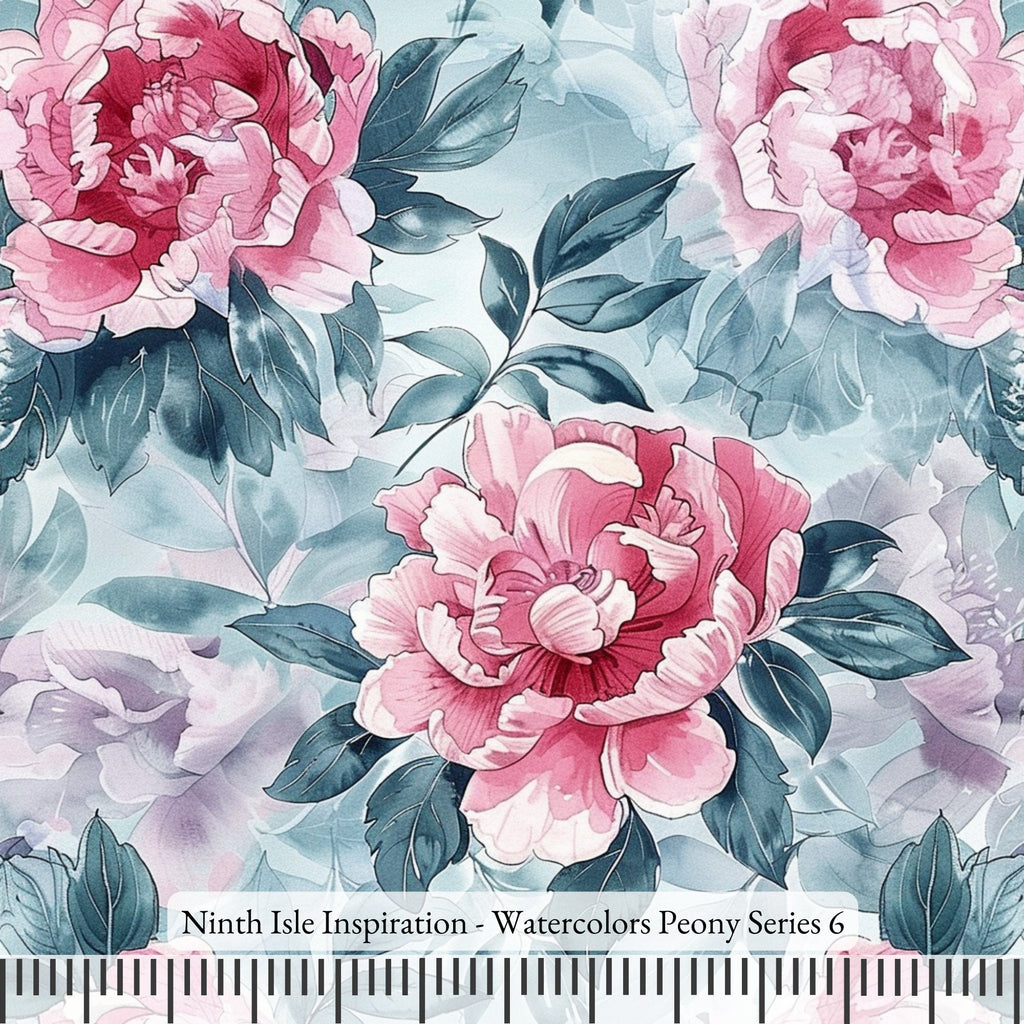 NIInspiration Print in HI, Watercolors Peony Rayon Fabric by the Yard - Bulk & Wholesale Available