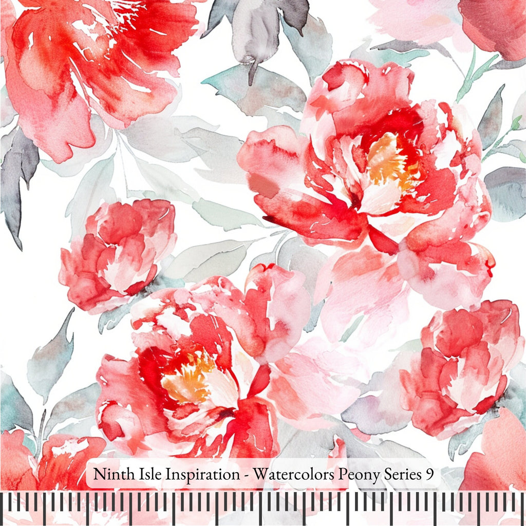 NIInspiration Print in HI, Watercolors Peony Rayon Fabric by the Yard - Bulk & Wholesale Available