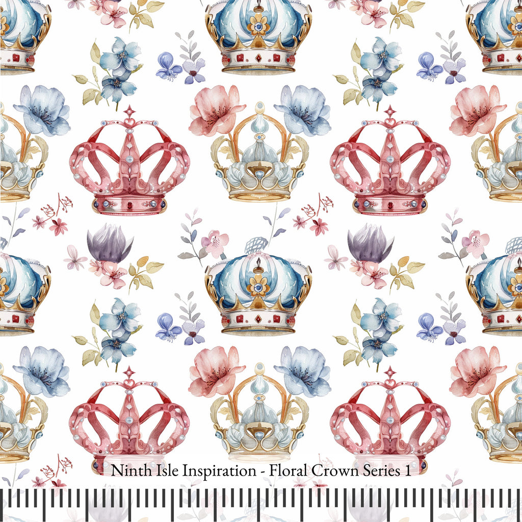 Floral Crown Rayon Fabric by the Yard - NinthIsle Inspiration Exclusive Elegant Art Bulk Order Available