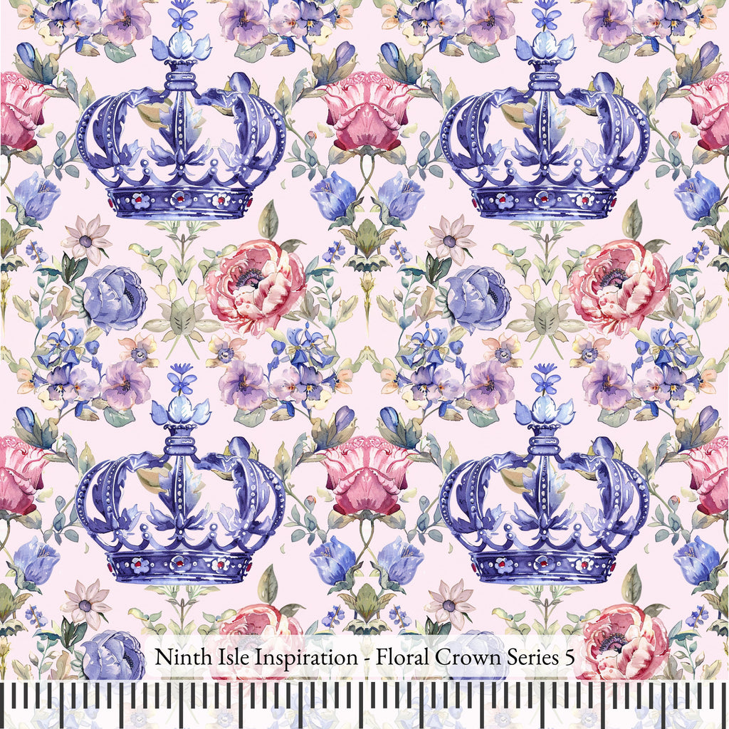Floral Crown Rayon Fabric by the Yard - NinthIsle Inspiration Exclusive Elegant Art Bulk Order Available
