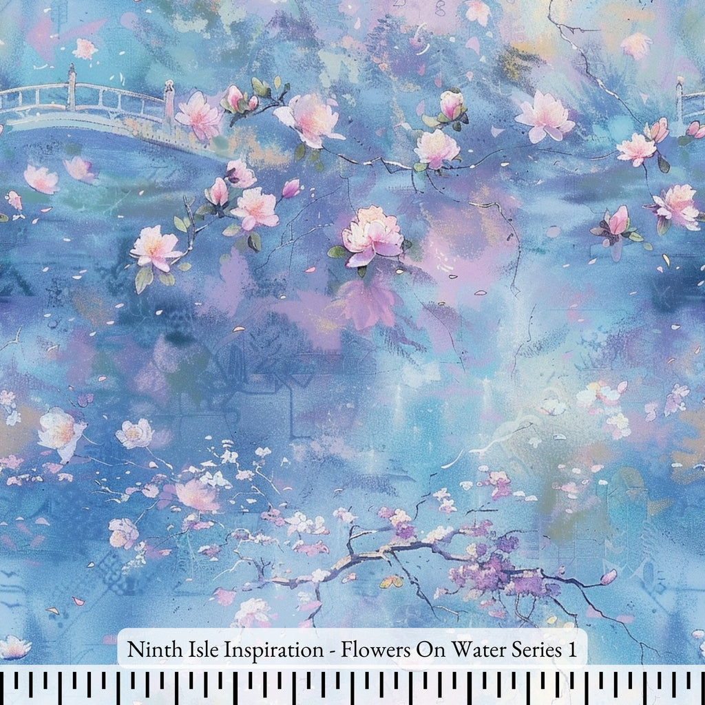 Flowers On Water Rayon Fabric by the Yard