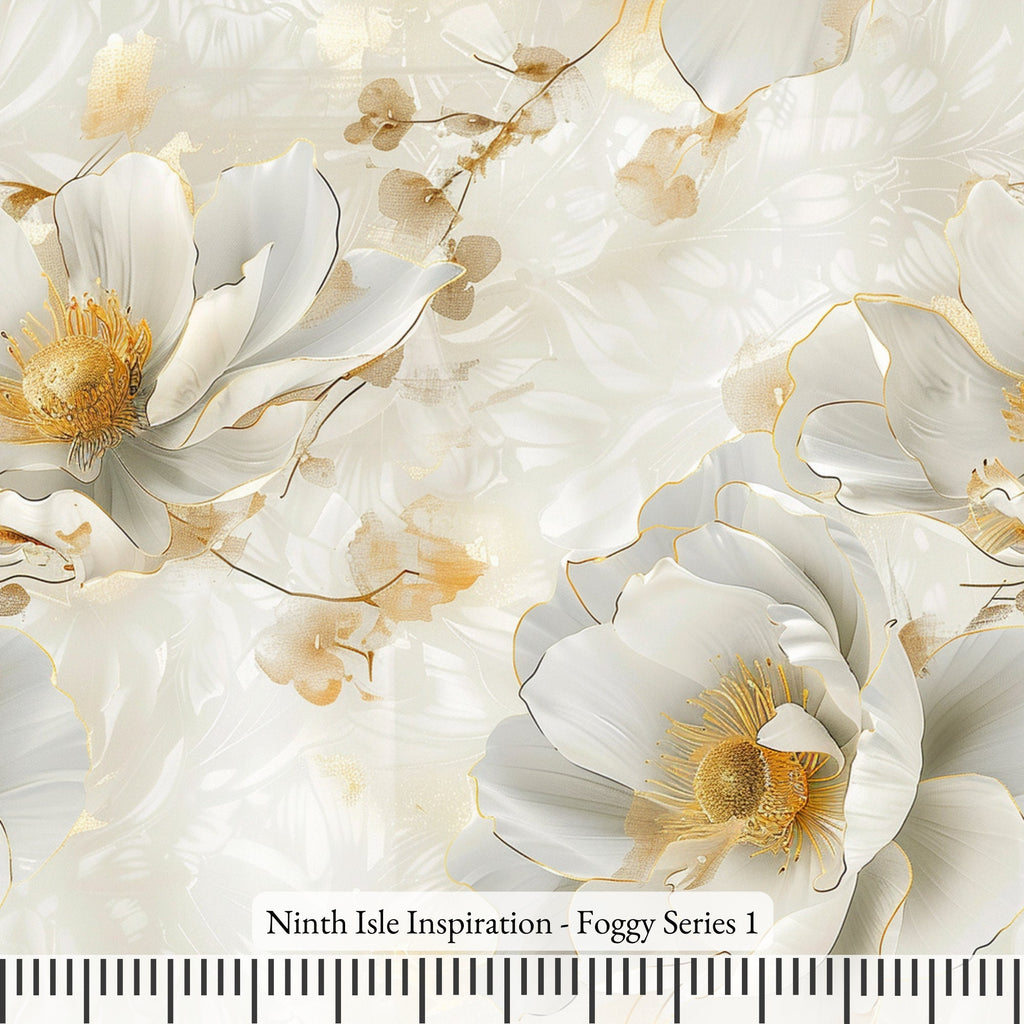 Foggy Rayon Fabric by the Yard - NinthIsle Inspiration Exclusive Elegant Art Bulk Order Available