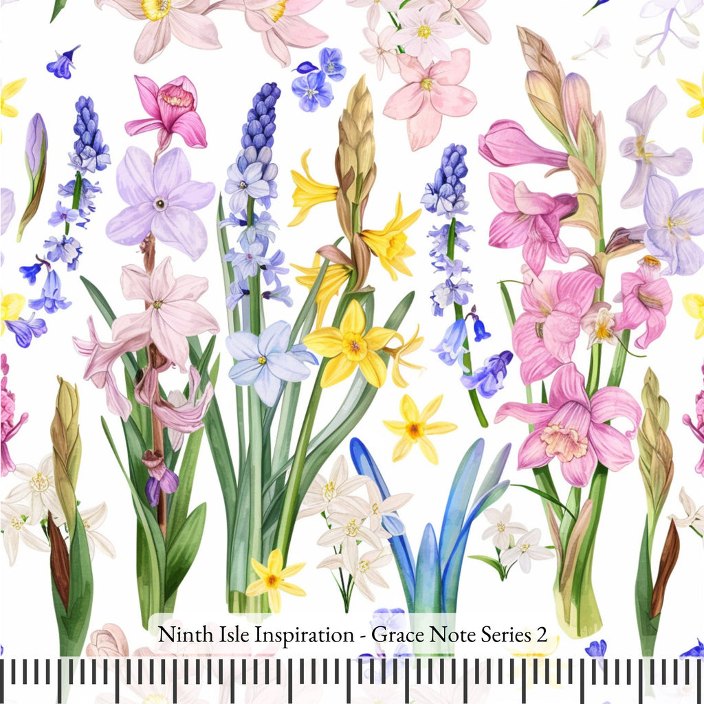 Grace Note Rayon Fabric by the Yard - NinthIsle Inspiration Exclusive Elegant Art Bulk Order Available