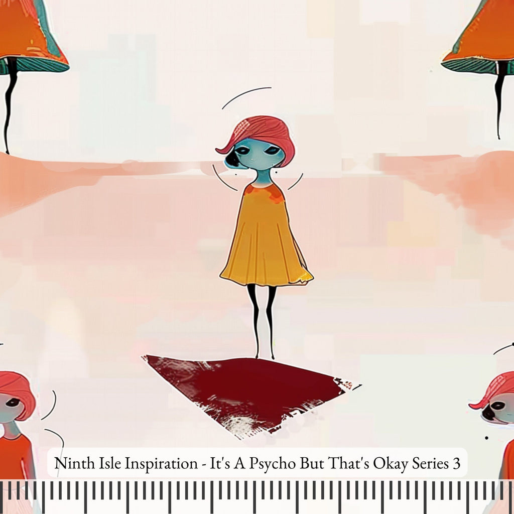 NIInspiration Print in HI by demand, It's A Psycho But That's Okay Rayon Fabric by the Yard - Bulk & Wholesale Available