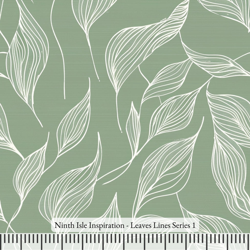 NIInspiration Print in HI, Leaves Lines Rayon Fabric by the Yard - Bulk & Wholesale Available