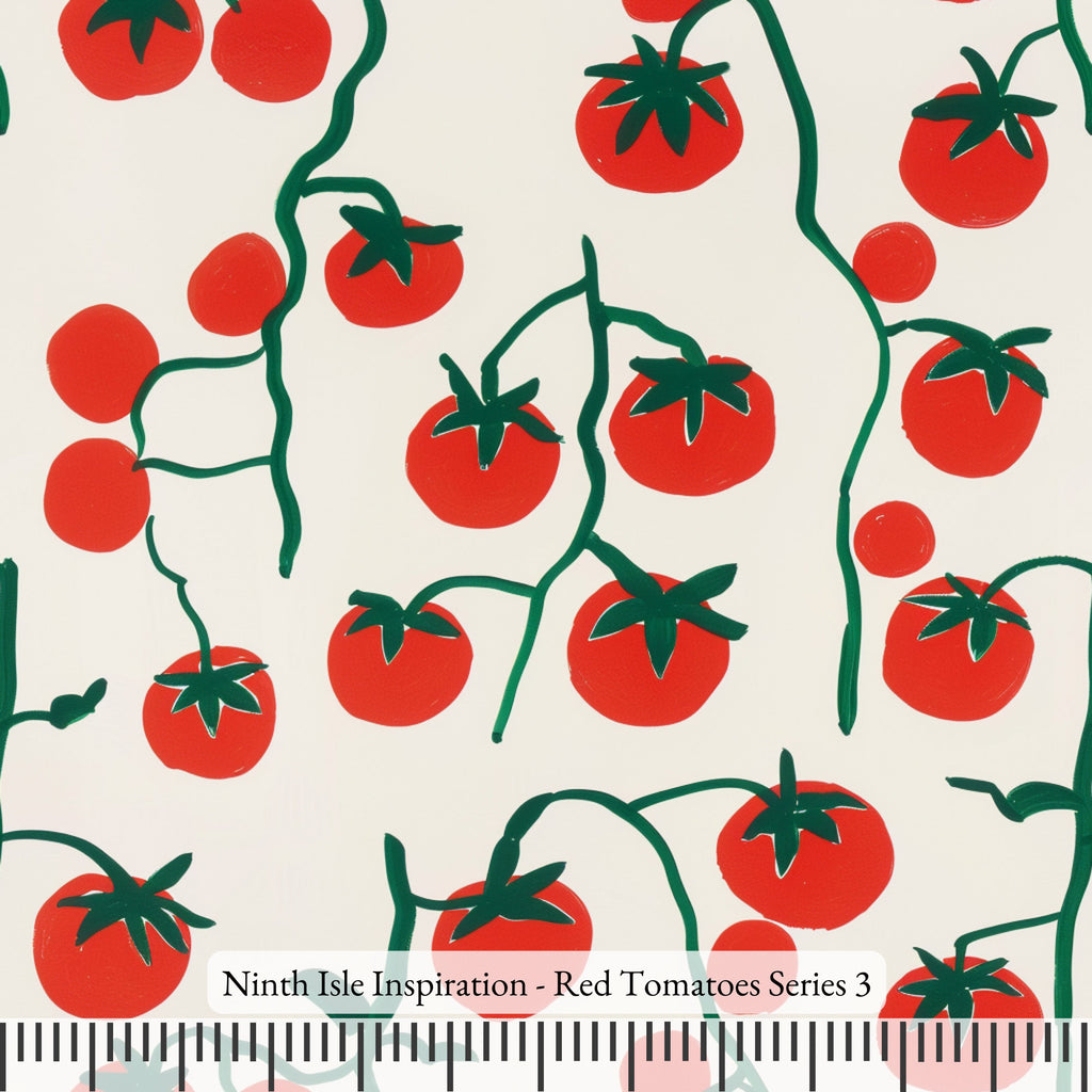 NIInspiration Print in HI by demand, Red Tomatoes Rayon Fabric by the Yard - Bulk & Wholesale Available