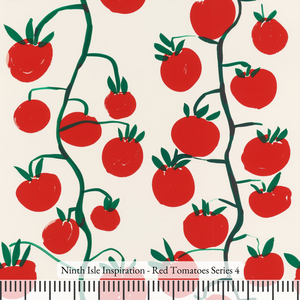 NIInspiration Print in HI by demand, Red Tomatoes Rayon Fabric by the Yard - Bulk & Wholesale Available