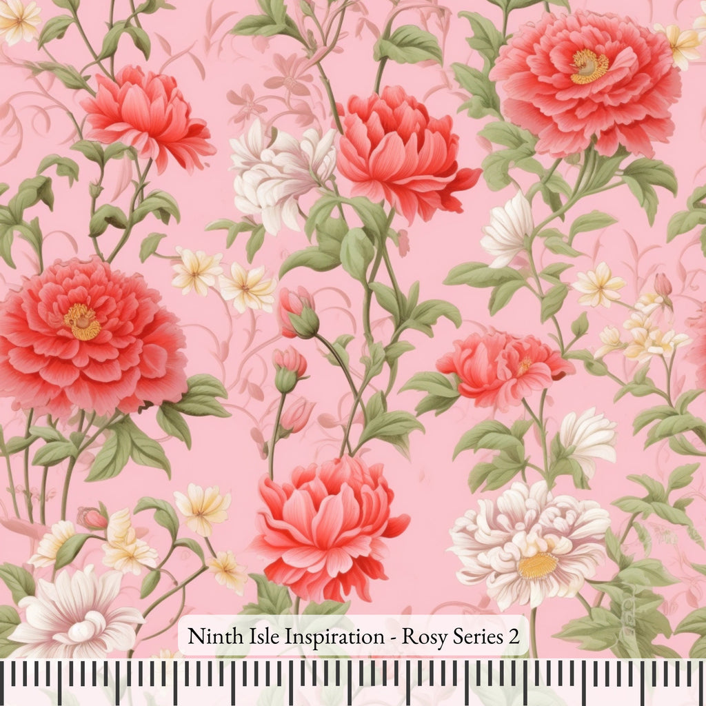 NIInspiration Print in HI, Rosy Rayon Fabric by the Yard - Bulk & Wholesale Available