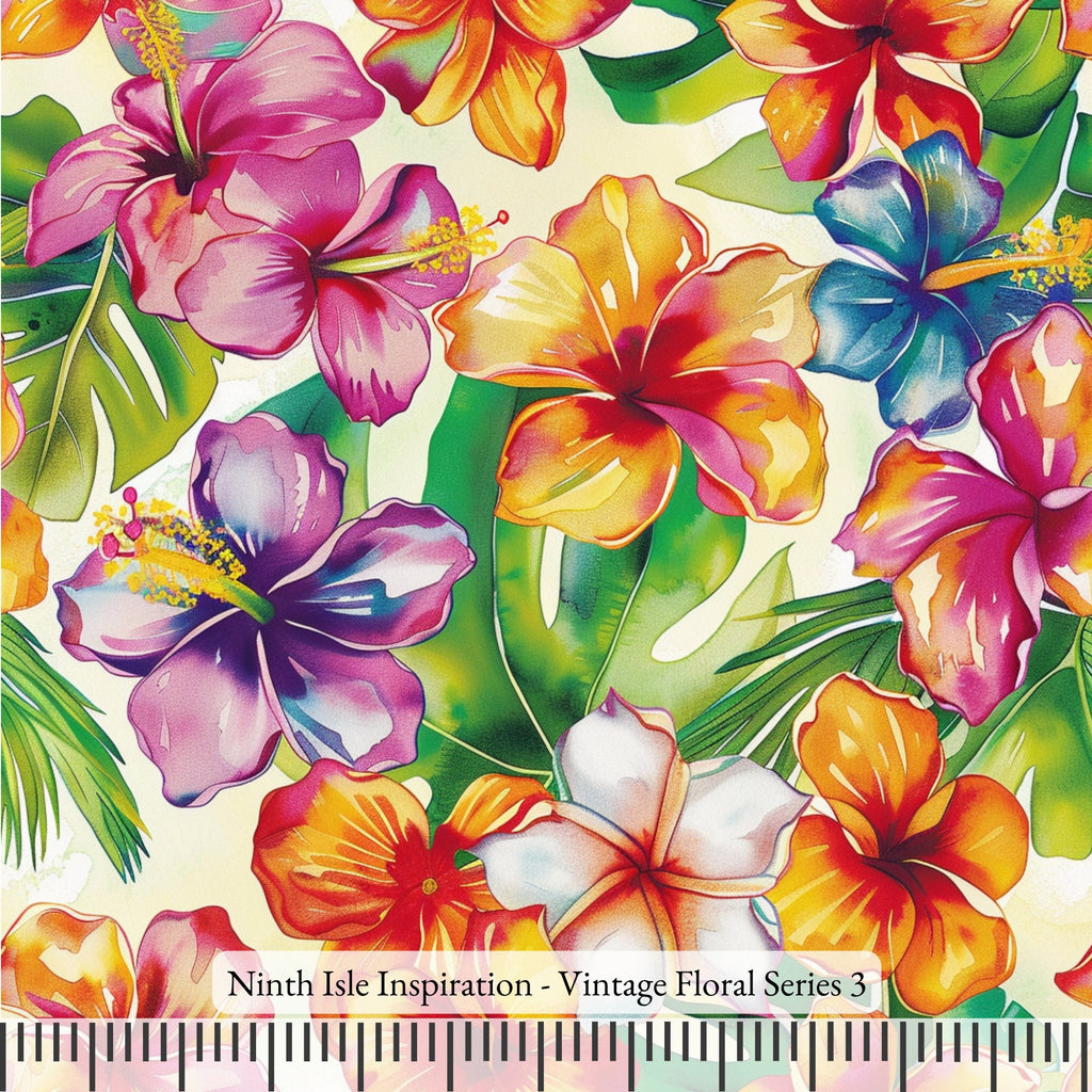 Vintage Floral Rayon Fabric by the Yard