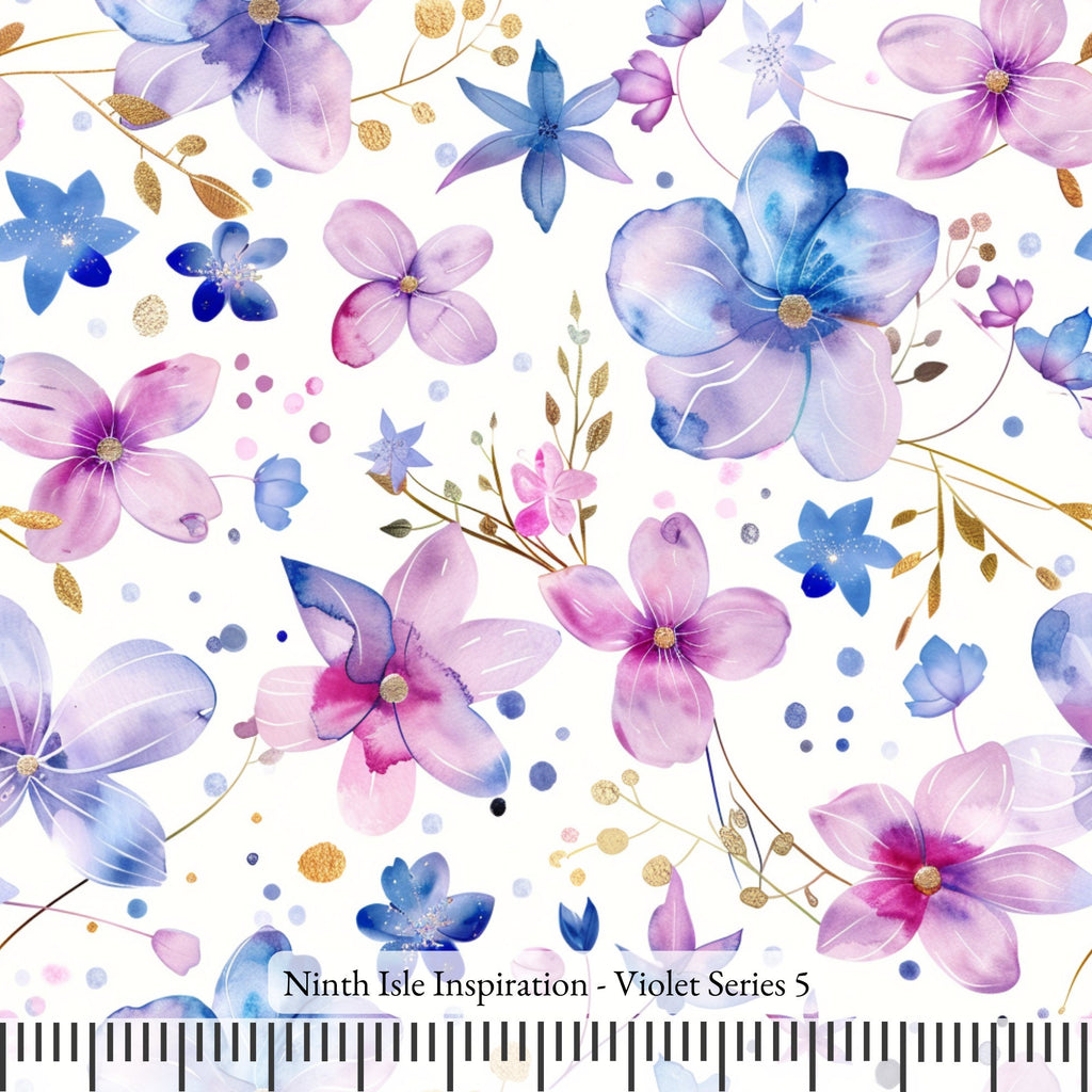 NIInspiration Print in HI by demand, Violet Rayon Fabric by the Yard - Bulk & Wholesale Available