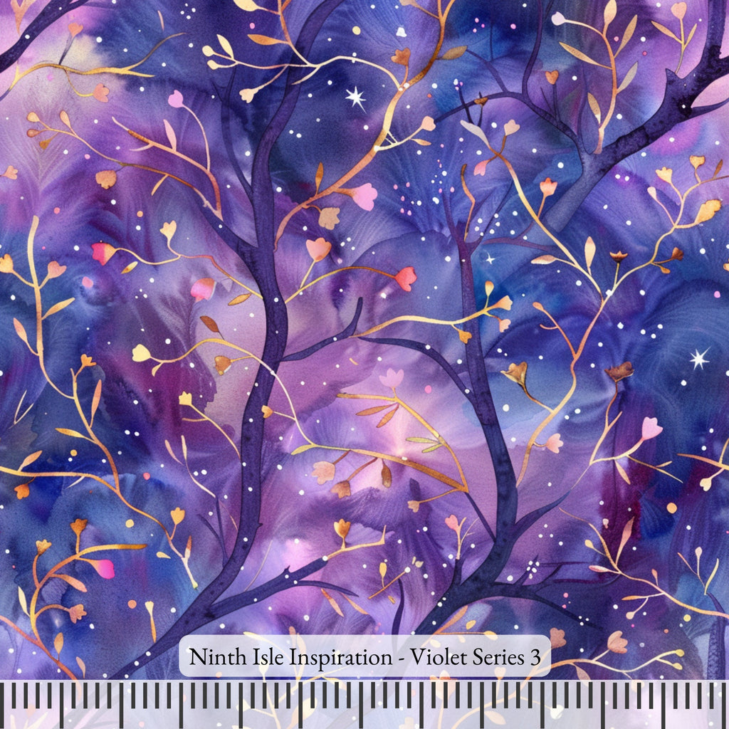 NIInspiration Print in HI by demand, Violet Rayon Fabric by the Yard - Bulk & Wholesale Available