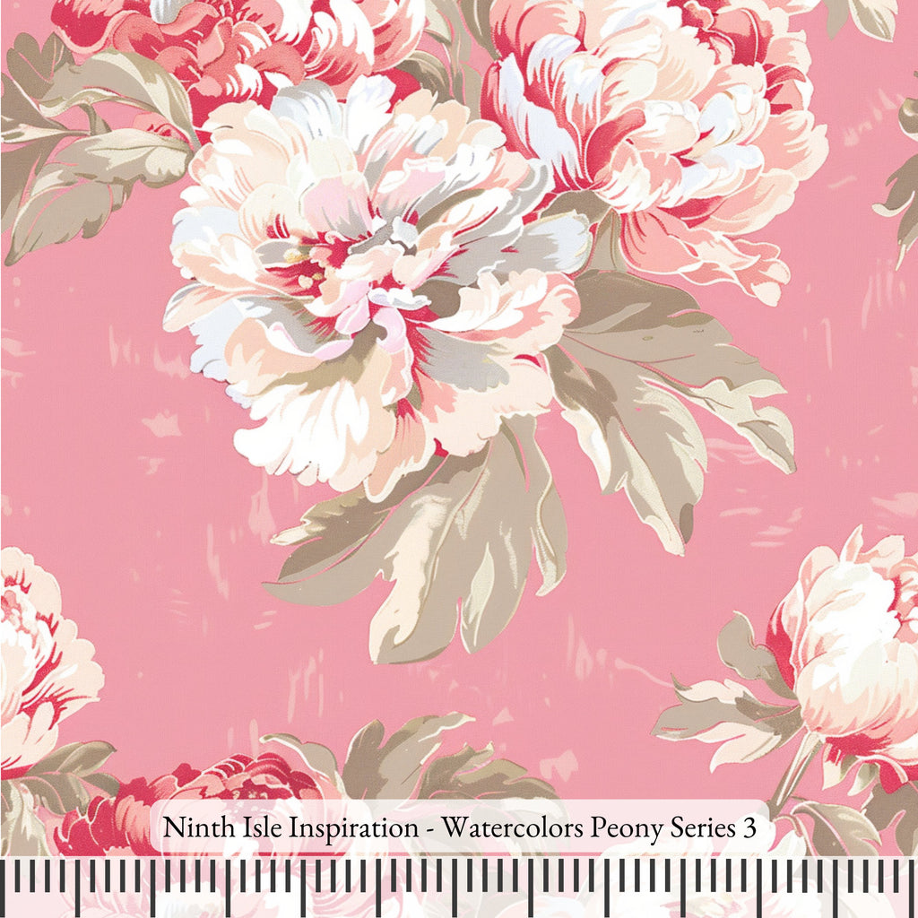NIInspiration Print in HI, Watercolors Peony Rayon Fabric by the Yard - Bulk & Wholesale Available
