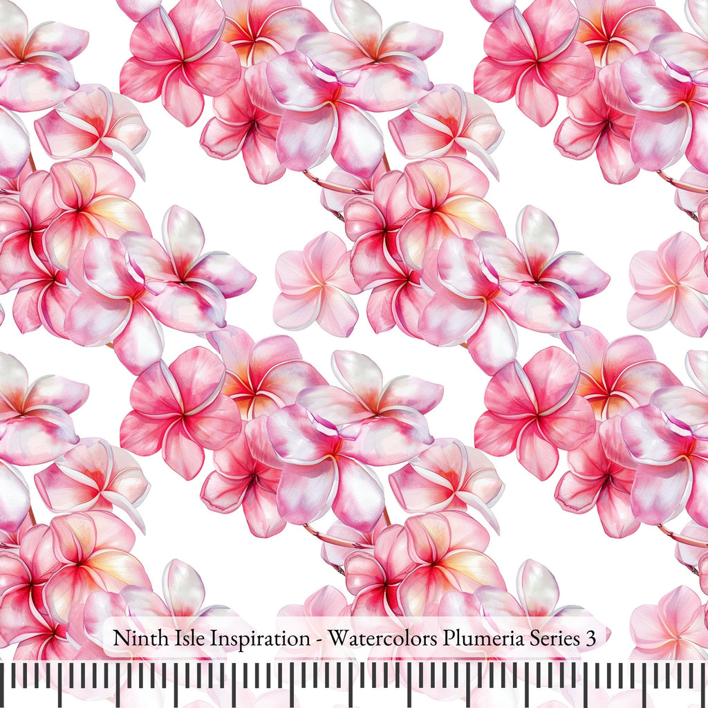NIInspiration Print in HI, Watercolors Plumeria Rayon Fabric by the Yard - Bulk & Wholesale Available