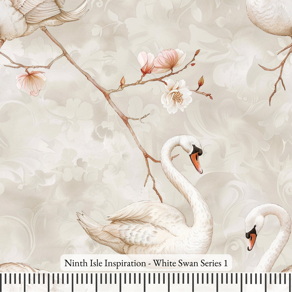 NIInspiration Print in HI by demand, White Swan Rayon Fabric by the Yard - Bulk & Wholesale Available