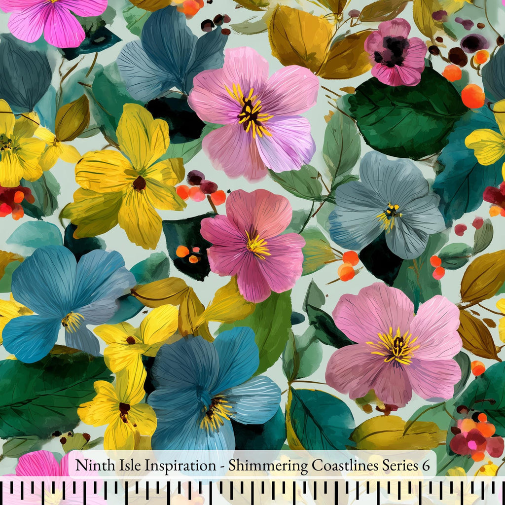 Shimmering Coastlines Rayon Fabric by the Yard