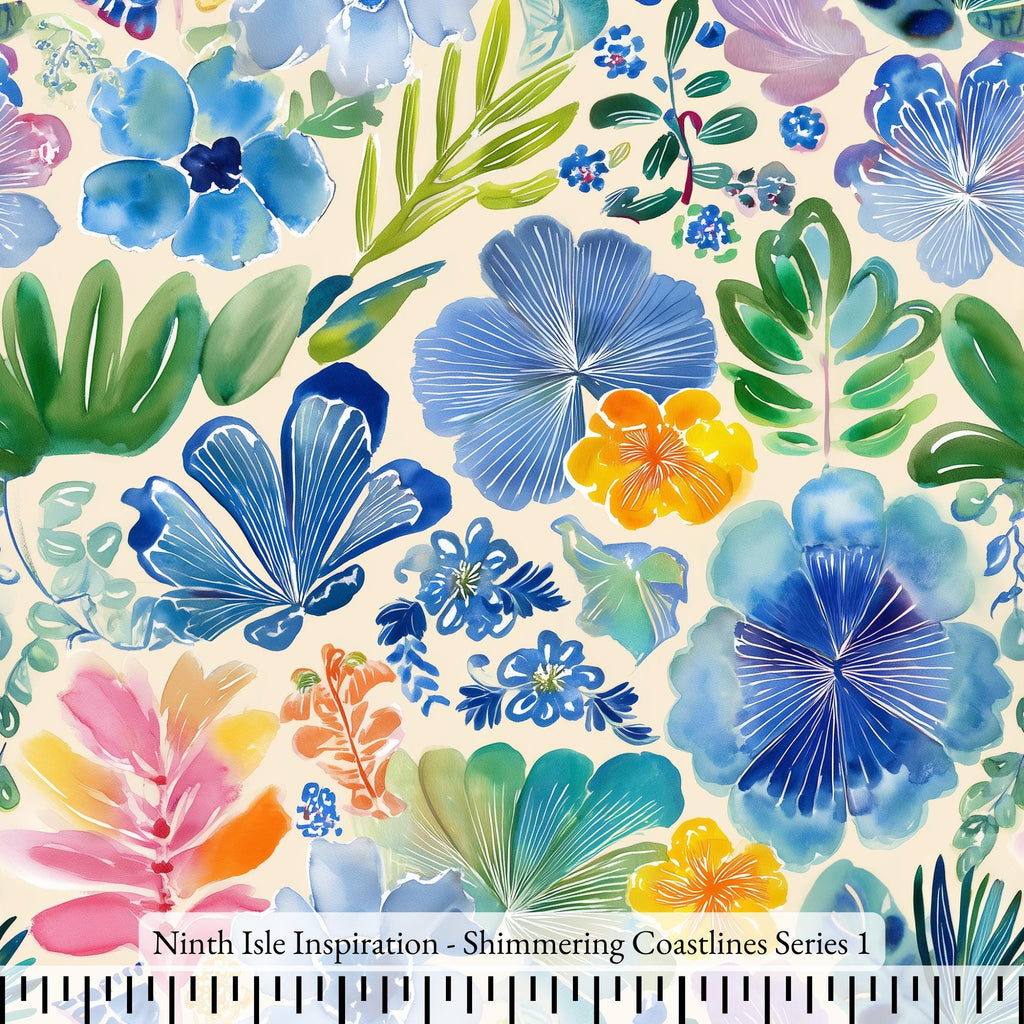 Shimmering Coastlines Rayon Fabric by the Yard