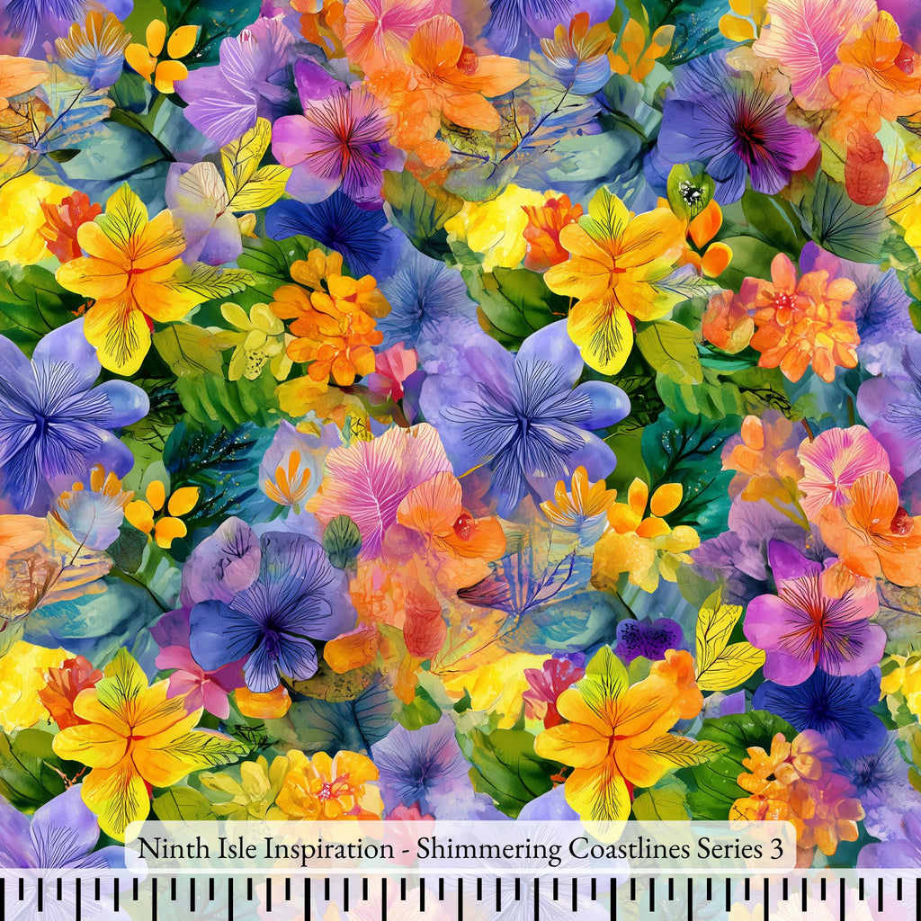 Shimmering Coastlines Rayon Fabric by the Yard