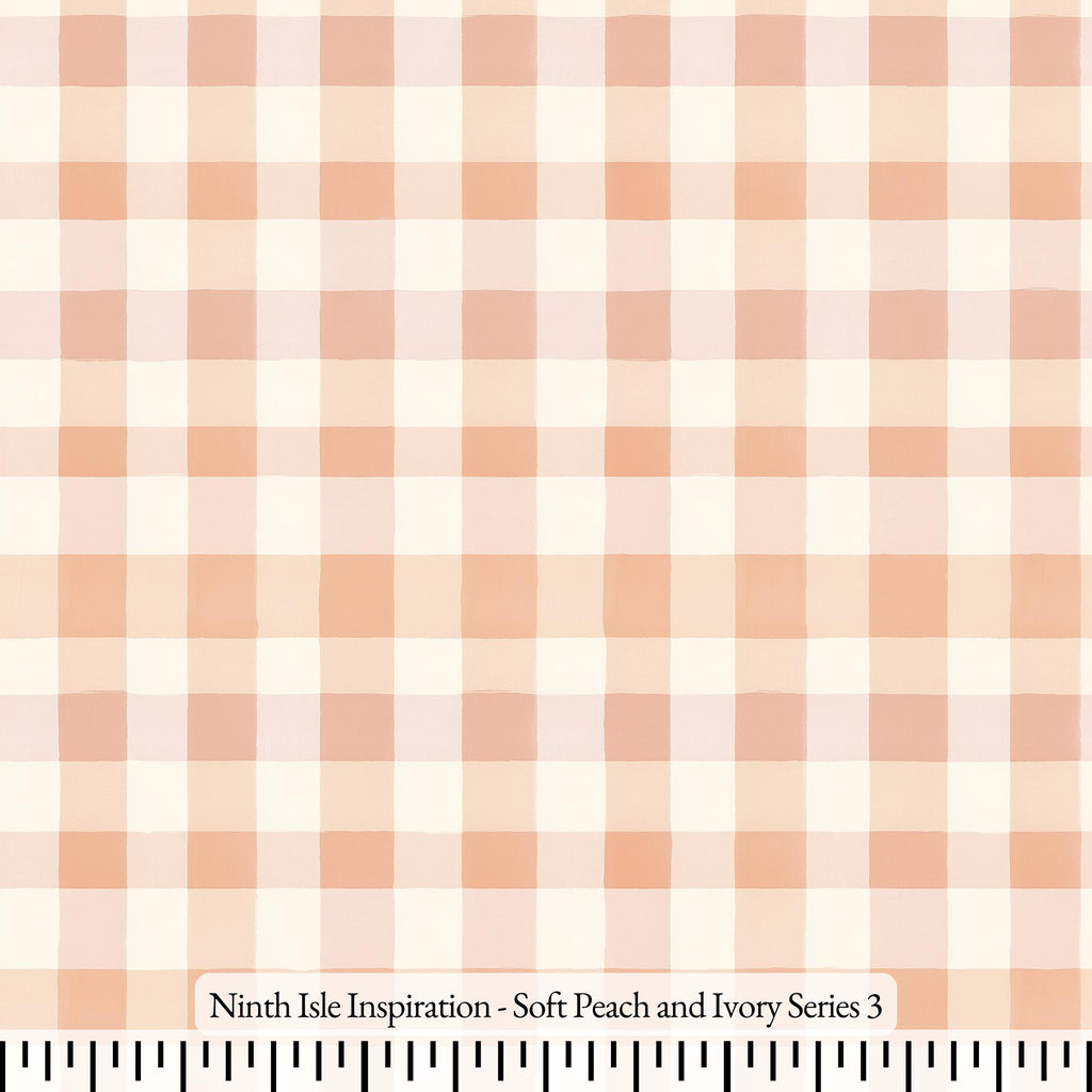 NIInspiration Print in HI, Soft Peach and Ivory Rayon Fabric by the Yard - Bulk & Wholesale Available